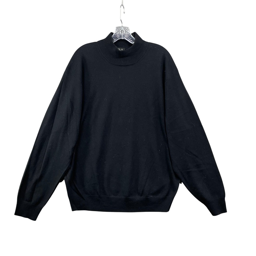 Jos.‎ A. Bank Sweater Mens XL Black Merino Wool Mock Neck Corpcore Collection